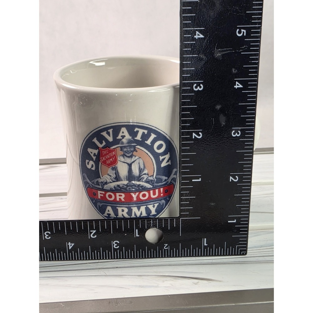 Vtg SALVATION ARMY logo restaurantware chunky ironstone coffee mug doughnut girl - Picture 5 of 5